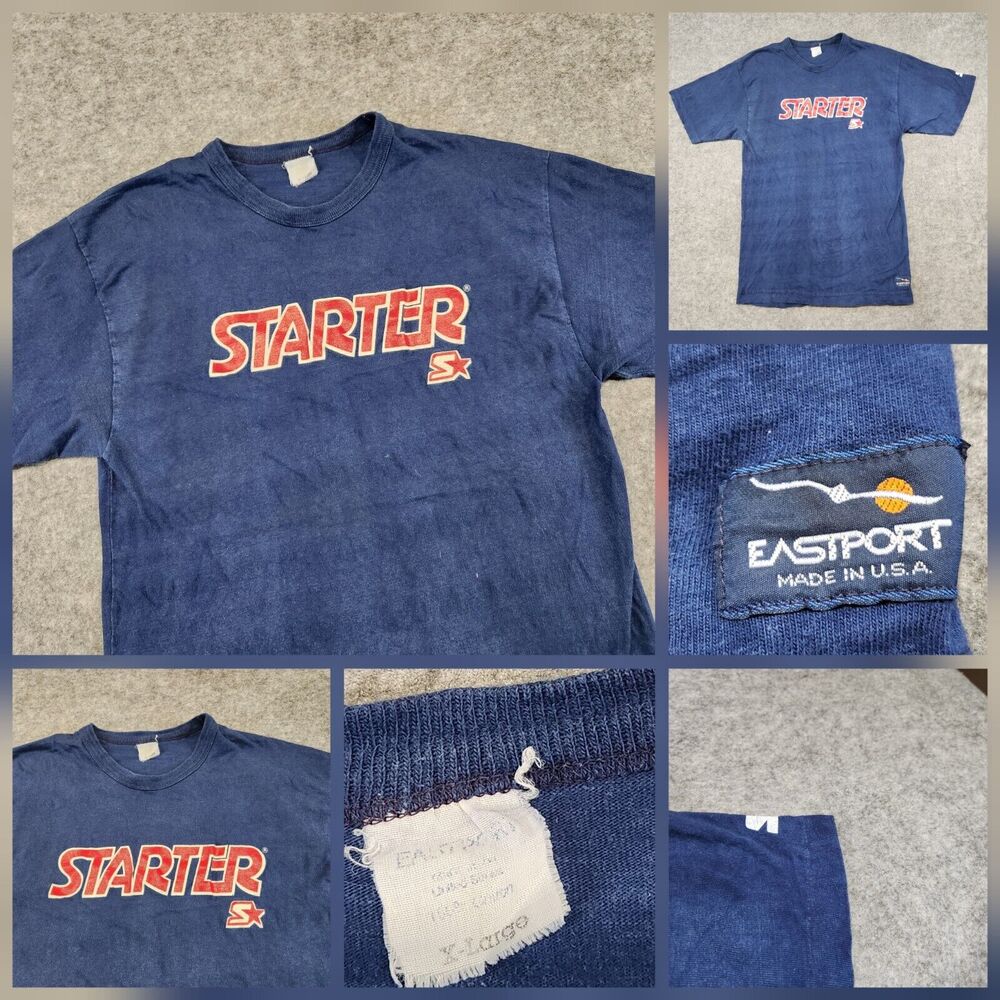 VTG 80s 90s STARTER By Eastport Mens XL Single‎ Stitch Spellout Graphic T Shirt